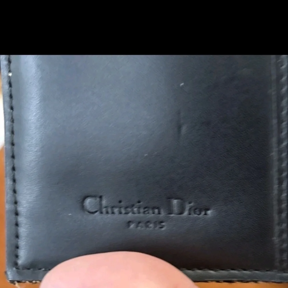 AUTHENTIC Christian Dior 'CD' FABRIC Black Leather Card Holder HI LOW WALLET